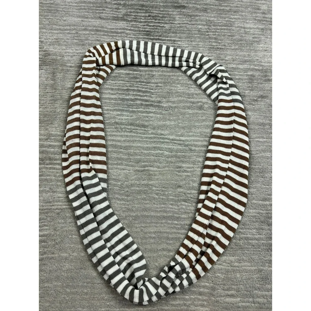 Unbranded Infinity Scarf Womens OS Brown White Grey Striped Knit Loop Circle